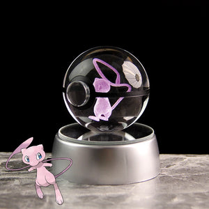 Pokemon 3D Crystal Ball Lamp Featuring Pikachu, Gengar, Mew, and Mewtwo