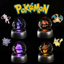 Load image into Gallery viewer, Pokemon 3D Crystal Ball Lamp Featuring Pikachu, Gengar, Mew, and Mewtwo
