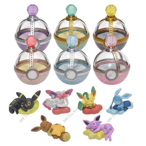 4-6pcs/set Pokemon Sleeping Figurines Showcasing Eevee, Vaporeon, and Glaceon
