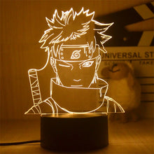 Load image into Gallery viewer, Naruto 3D Night Lamp Showcasing Naruto, Kakashi, Sasuke and Sakura
