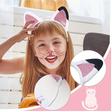 Load image into Gallery viewer, Cat Ear Headband - White Fluffy Cat Ears with Pink Glitter, Cosplay and Party Headpiece for Kids (1-5 Packs)
