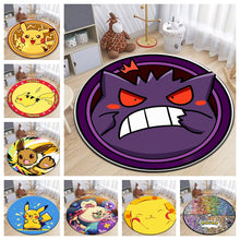 Load image into Gallery viewer, Pokemon Round Carpet Rugs Featuring Pikachu, Eevee, Snorlax, and Ghost
