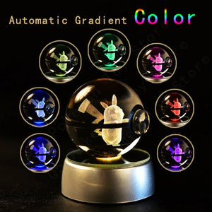 Pokemon 3D Crystal Ball Lamp Featuring Pikachu, Gengar, Mew, and Mewtwo