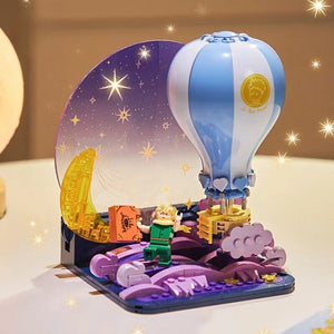 Cherish the Romance: The Little Prince Rose Eternal Flower Puzzle Blocks with Air Balloon