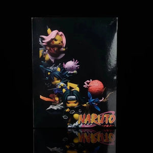 Pokemon Pikachu Cosplaying Naruto Haruno Sakura and Uchiha Sasuke Action Figures