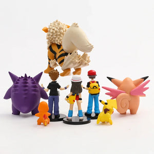 The Pokemon World Championships Figures 8pcs/set Showcasing Pikachu, Charizard, Leaf, Clefable, Gengar, Green, and Windy