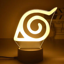 Load image into Gallery viewer, Naruto 3D Night Lamp Showcasing Naruto, Kakashi, Sasuke and Sakura
