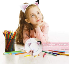 Load image into Gallery viewer, Cat Ear Headband - White Fluffy Cat Ears with Pink Glitter, Cosplay and Party Headpiece for Kids (1-5 Packs)
