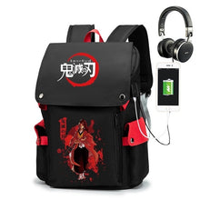 Load image into Gallery viewer, Anime Demon Slayer Laptop Backpack with USB Charging Port
