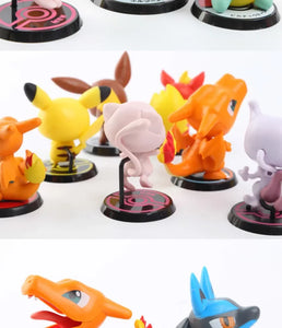 6pcs/set Pokemon Pikachu, Mew, Meowth, Squirtle, Charizard, Team Rocket Action Figure Toys