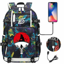 Load image into Gallery viewer, Naruto Backpack - Akatsuki Cloud &amp; Itachi Sharingan School Bag with USB Port (8 Designs)
