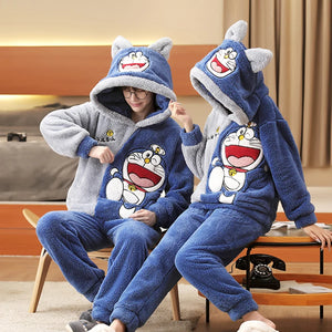 Doraemon Couple Pajamas Set: Cozy Winter Hoodies