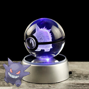 Pokemon 3D Crystal Ball Lamp Featuring Pikachu, Gengar, Mew, and Mewtwo