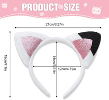 Load image into Gallery viewer, Cat Ear Headband - White Fluffy Cat Ears with Pink Glitter, Cosplay and Party Headpiece for Kids (1-5 Packs)

