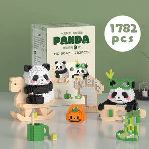 Kawaii Panda Mini Building Blocks Set - 12PCS Bricks for Three Assembly Games