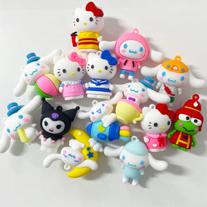 25Pcs Sanrio Cinnamoroll Kuromi Hello Kitty Pokemon Mini Figure Keychains Set