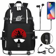Load image into Gallery viewer, Naruto Backpack - Akatsuki Cloud &amp; Itachi Sharingan School Bag with USB Port (8 Designs)
