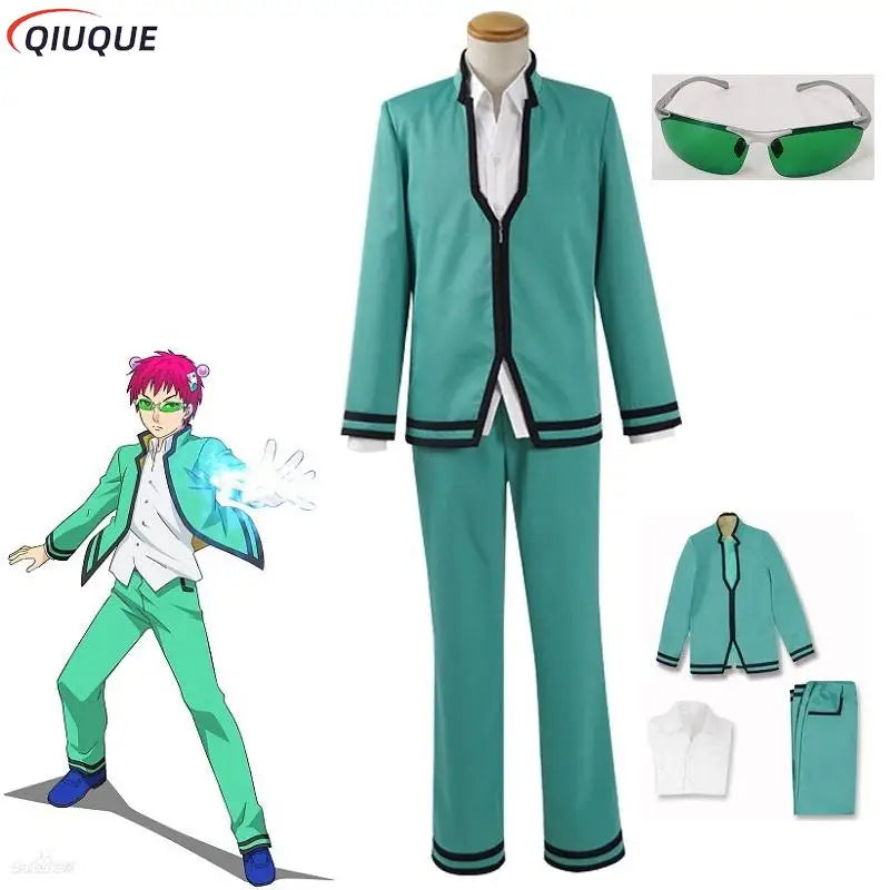 Saiki K Cosplay Costume Set - Complete Uniform with Wig & Glasses for Saiki Kusuo