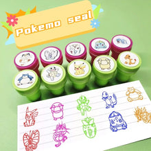 Load image into Gallery viewer, Pokemon 10pcs/set Color Stamp Set Showcasing Pikachu, Psyduck, Charmander, and Bulbasaur
