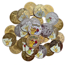 Load image into Gallery viewer, Pokemon Gold Plated Coins Showcasing Pikachu, Mewtwo, Charizard
