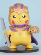 Load image into Gallery viewer, Pokemon Pikachu Figures Cosplaing Black Widow, Spiderman,  Captain America, Hulk, and Thanos
