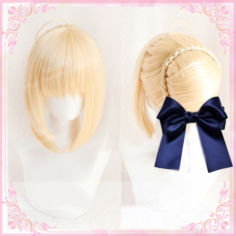 Fate/Stay Night Altria Pendragon Cosplay Wigs + Hairpins