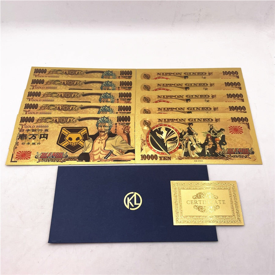 Bleach, Spirited Away, Gintama, Zelda, Tokyo Avengers Prop Money Gold Foil Banknotes