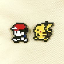 Load image into Gallery viewer, Pokemon Pikachu &amp; Satoshi Brooch Badge
