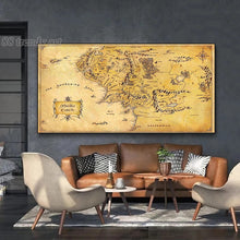 Load image into Gallery viewer, The Lord of Rings Vintage Map Canvas Painting Living Room Decor

