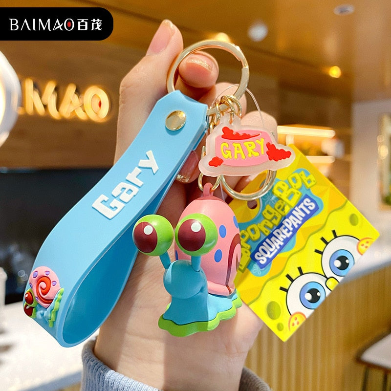 Sponge Key Chain SpongeBob SquarePants Figures Keychain Featuring Gary, SpongeBob, Mr.K ...