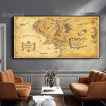 Load image into Gallery viewer, The Lord of Rings Vintage Map Canvas Painting Living Room Decor
