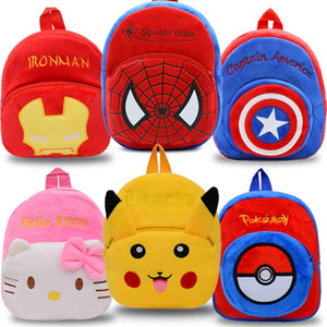 New Pokemon Pikachu & Marvel Spiderman, Iron Man and Hello Kitty Plush Backpacks