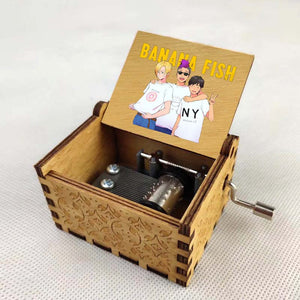 Banana Fish Music Box Carved Wood Music Amplifier