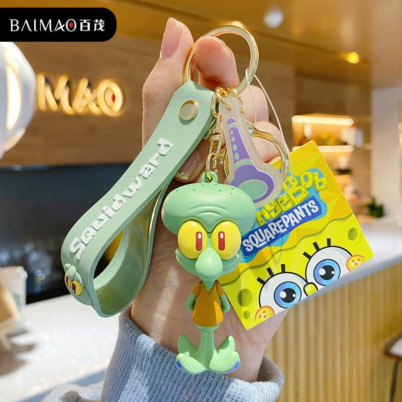 Sponge Key Chain SpongeBob SquarePants Figures Keychain Featuring Gary, SpongeBob, Mr.K ...