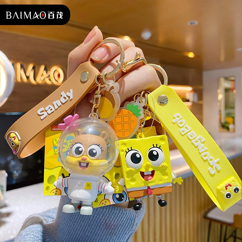 Sponge Key Chain SpongeBob SquarePants Figures Keychain Featuring Gary, SpongeBob, Mr.K ...