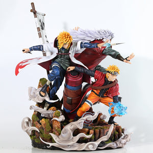 41cm Naruto Shippuden Anime Figures Set Including Jiraiya, Namikaze Minato, and Uzumaki Naruto Figures