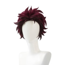 Load image into Gallery viewer, Demon Slayer: Kimetsu no Yaiba Tanjiro Kamado Hair Cosplay Costume Wig + Earrings
