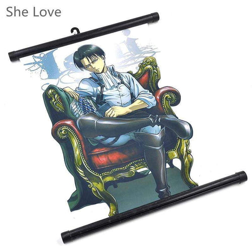 Anime Attack on Titan Levi Painting Hanging Wall Scroll Poster - TheAnimeSupply