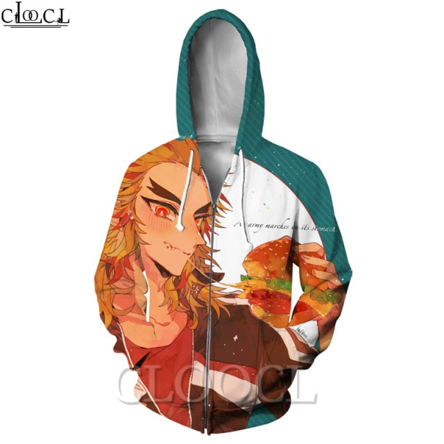 Demon Slayer Rengoku Kyoujuro Zipper Hoodies Version 3