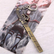 Load image into Gallery viewer, Anime Attack On Titan Keychain Metal Bronze Pendant Kyojin Key Chain - TheAnimeSupply
