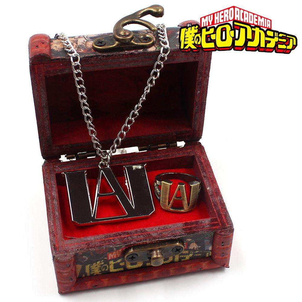 2PCS Anime My Hero Academia Metal Necklace Ring Pendant Box - TheAnimeSupply