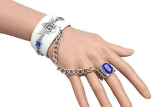 Load image into Gallery viewer, Anime Black Butler Leather Blue Crystal Bracelet - TheAnimeSupply
